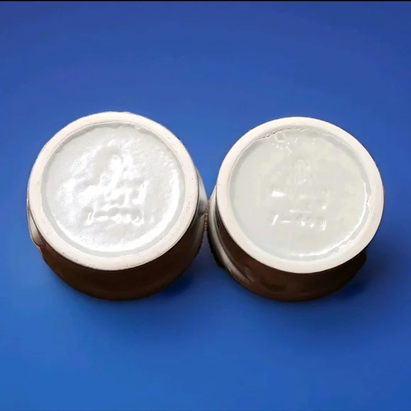 VTG *RARE* Mikasa Japan Stoneware Crock Set CREAMER & SWEETENER  Blue Typography - Picture 11 of 13